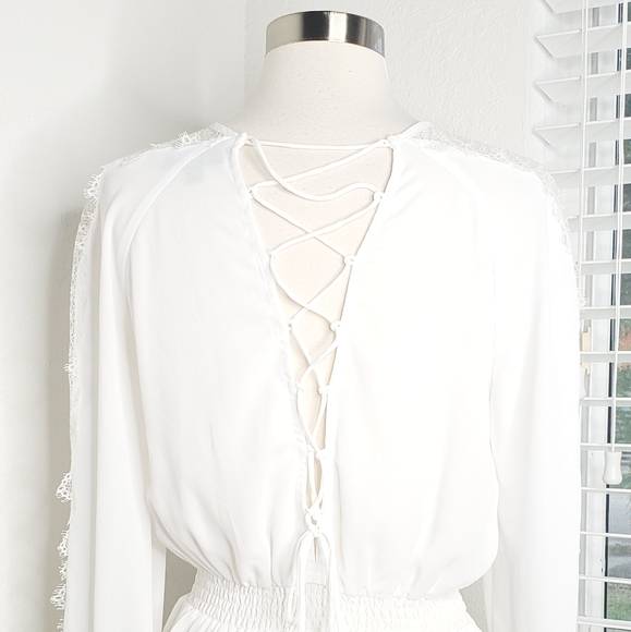 INTERMIX Joy Lace Smocked Waist Peplum Blouse S. - Picture 7 of 10